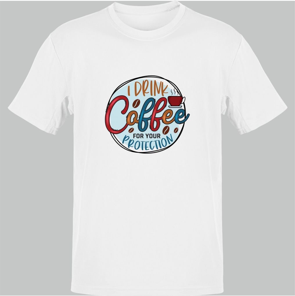 Coffee for Your Protection Beyaz T-Shirt