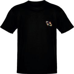 Balık Burcu Renkli Sembol Göğüs Logolu Siyah T-Shirt