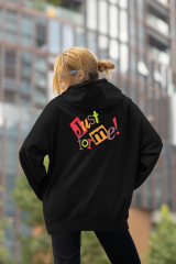 Just For Me Oversize Hoodie XL - Arkaya  Baskı - Siyah