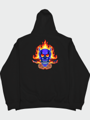 Blue Skull Rose Hellfire Oversize Hoodie