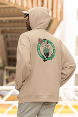 NBA Boston Celtics Oversize Hoodie L - Arkaya  Baskı - Taş Rengi