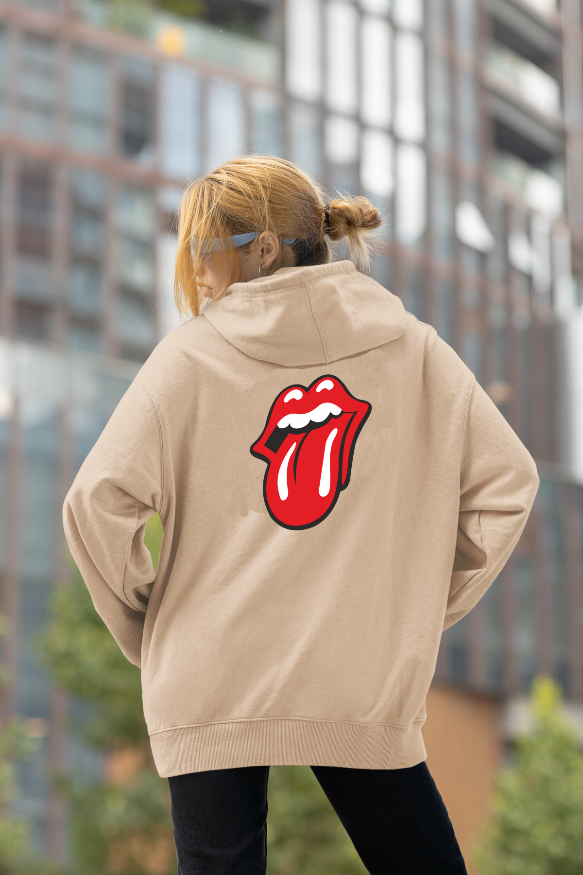 Rolling Stones Oversize Hoodie S - Arkaya  Baskı