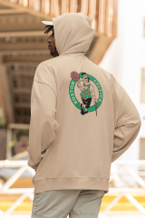 NBA Boston Celtics Oversize Hoodie M - Arkaya  Baskı - Taş Rengi