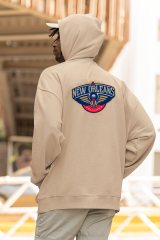 NBA New Orleans Pelicans Oversize Hoodie M - Arkaya  Baskı - Taş Rengi