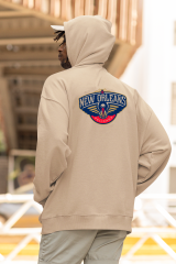 NBA New Orleans Pelicans Oversize Hoodie S - Arkaya  Baskı - Taş Rengi