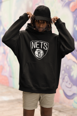 NBA Brooklyn Nets Oversize Hoodie L - Öne Baskı - Siyah