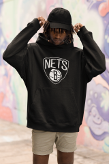 NBA Brooklyn Nets Oversize Hoodie S - Öne Baskı - Siyah