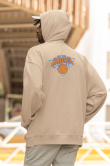 NBA New York Knicks Oversize Hoodie S - Arkaya  Baskı - Taş Rengi