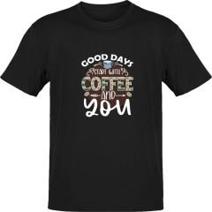 Good Days Start with Coffee Siyah T-Shirt
