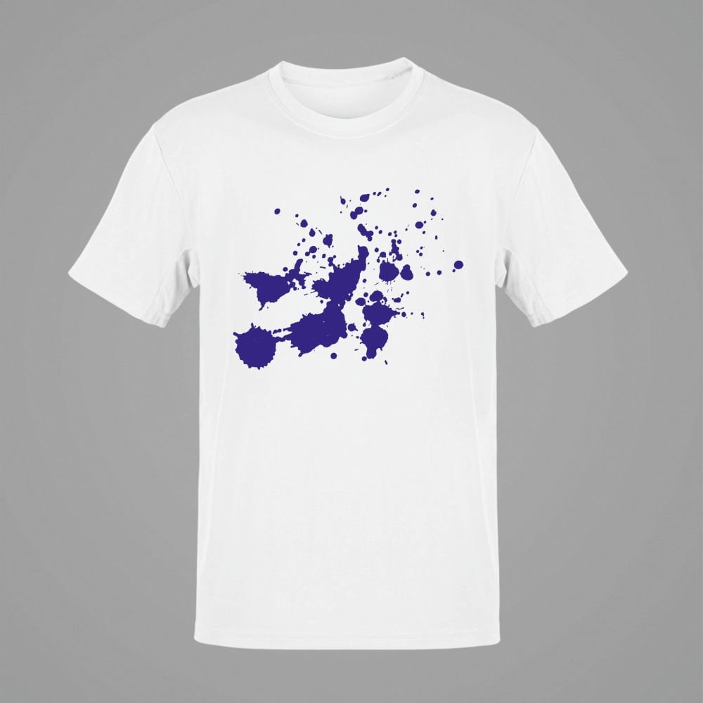 Blue Splashed  Beyaz T-Shirt