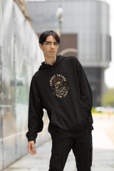 Cowboy Saloon Oversize Hoodie M - Öne Baskı - Siyah