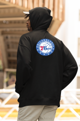 NBA Philadelphia 76ers Oversize Hoodie XL - Arkaya  Baskı - Siyah