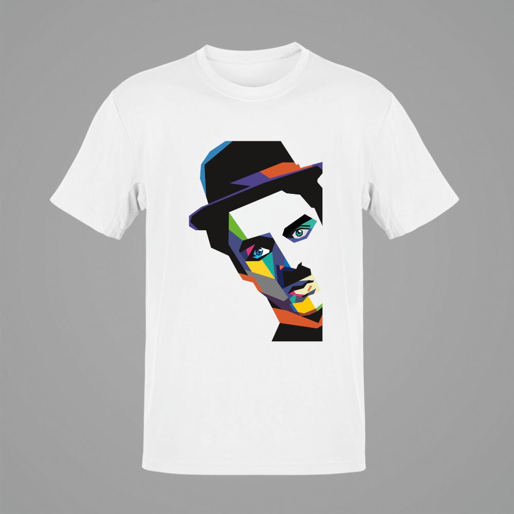 Charlie Chaplin WPAP Beyaz T-Shirt
