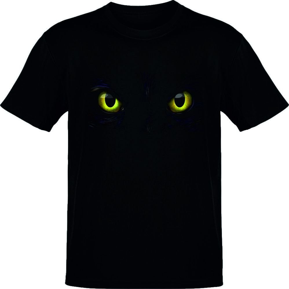Siyah Kedi Gözü Siyah T-Shirt