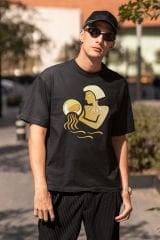 Kova Burcu Sembol Siyah T-Shirt