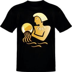 Kova Burcu Sembol Siyah T-Shirt
