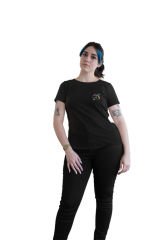 Yay Burcu Renkli Sembol Göğüs Logolu Siyah T-Shirt