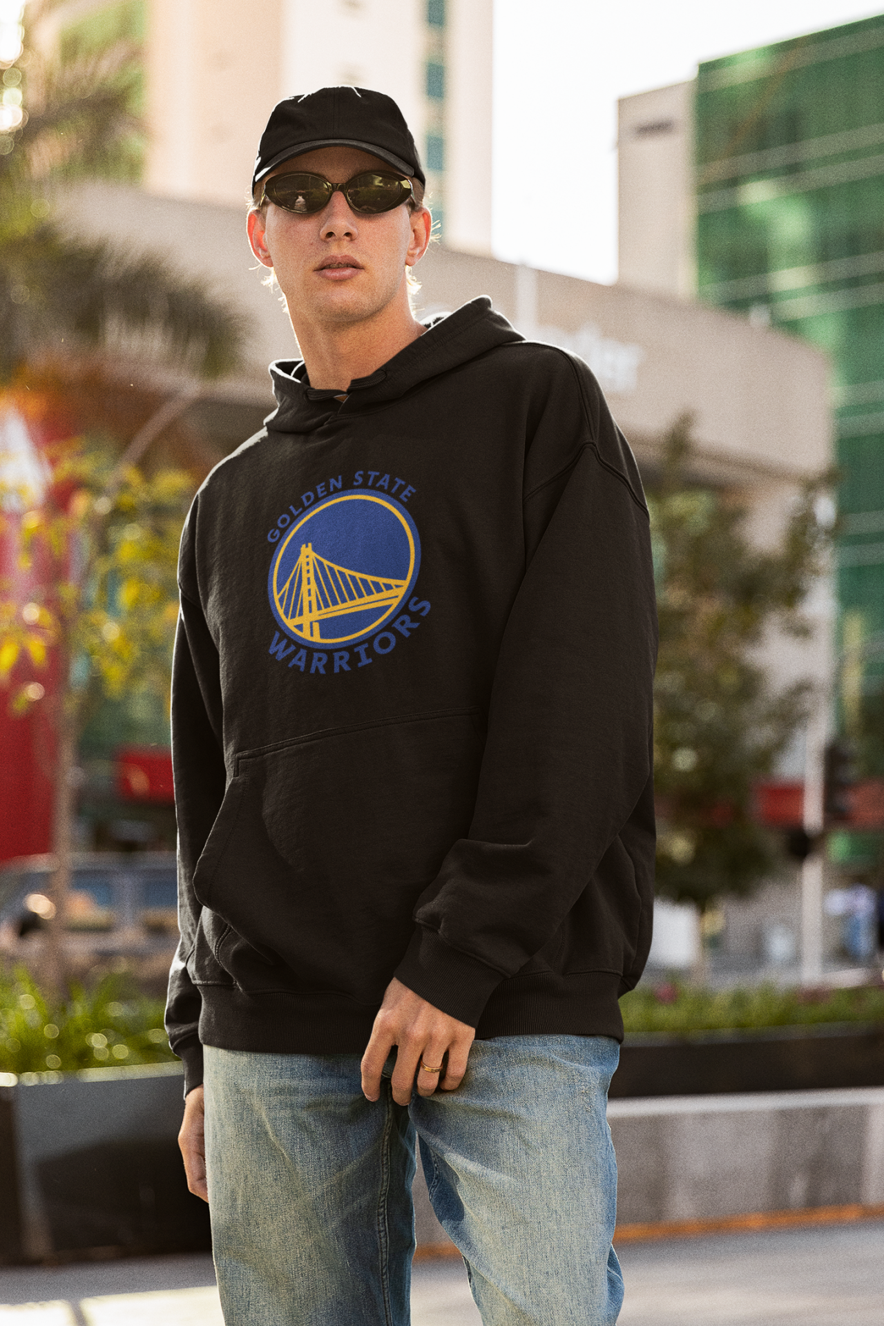 NBA Golden State Warriors Oversize Hoodie L - Öne Baskı - Siyah