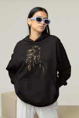 Güneş Atı Oversize Hoodie M - Öne Baskı - Siyah