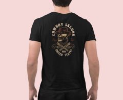 Kovboy Saloon İskelet Siyah T-Shirt
