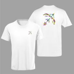 Yay Burcu Renkli Sembol Çift Taraf Baskılı Beyaz T-Shirt