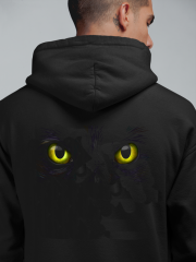 Siyah Kedi Gözü Oversize Hoodie XL - Arkaya  Baskı