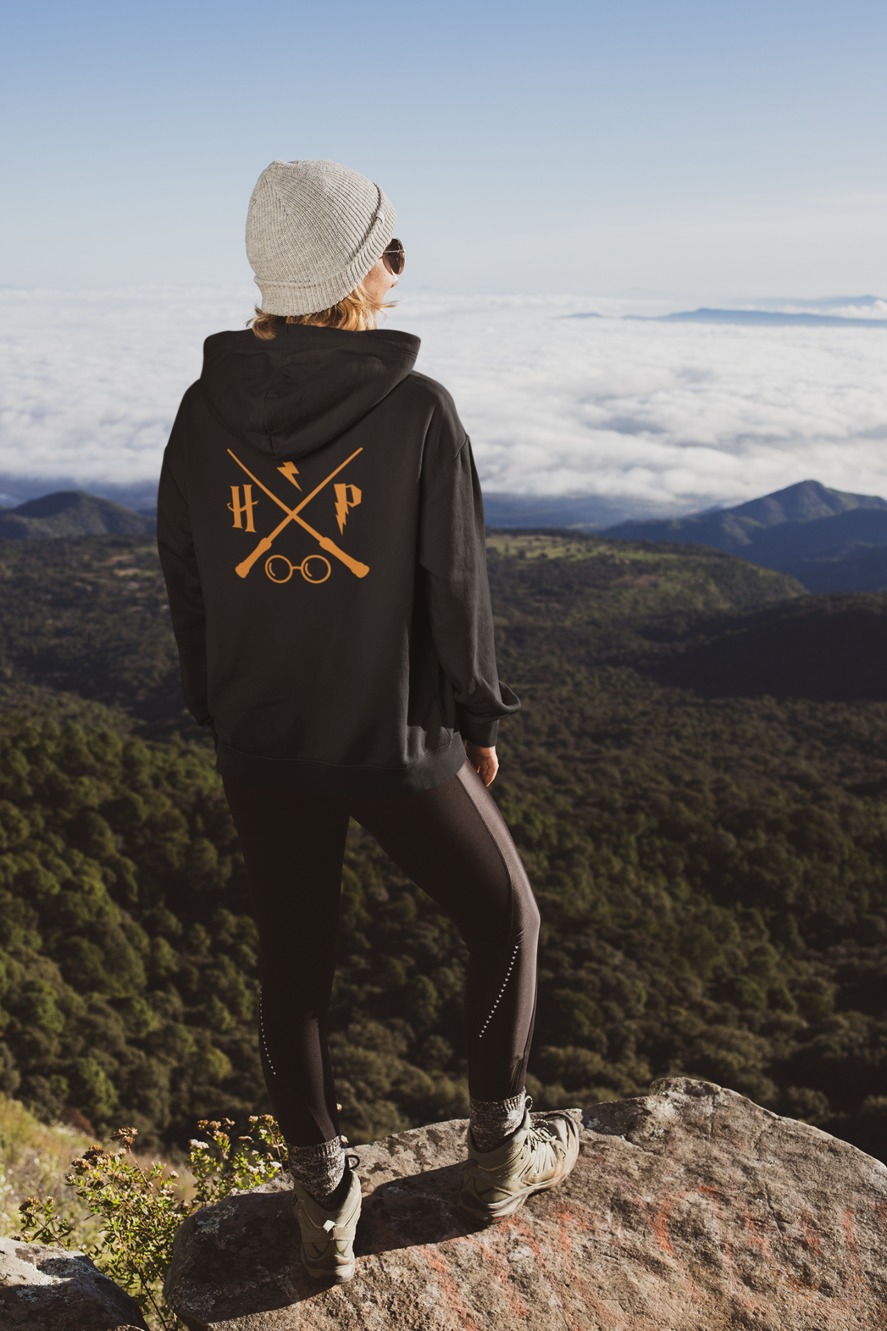 Harry Potter Sihirli Çubuk Oversize Hoodie M - Arkaya  Baskı - Siyah