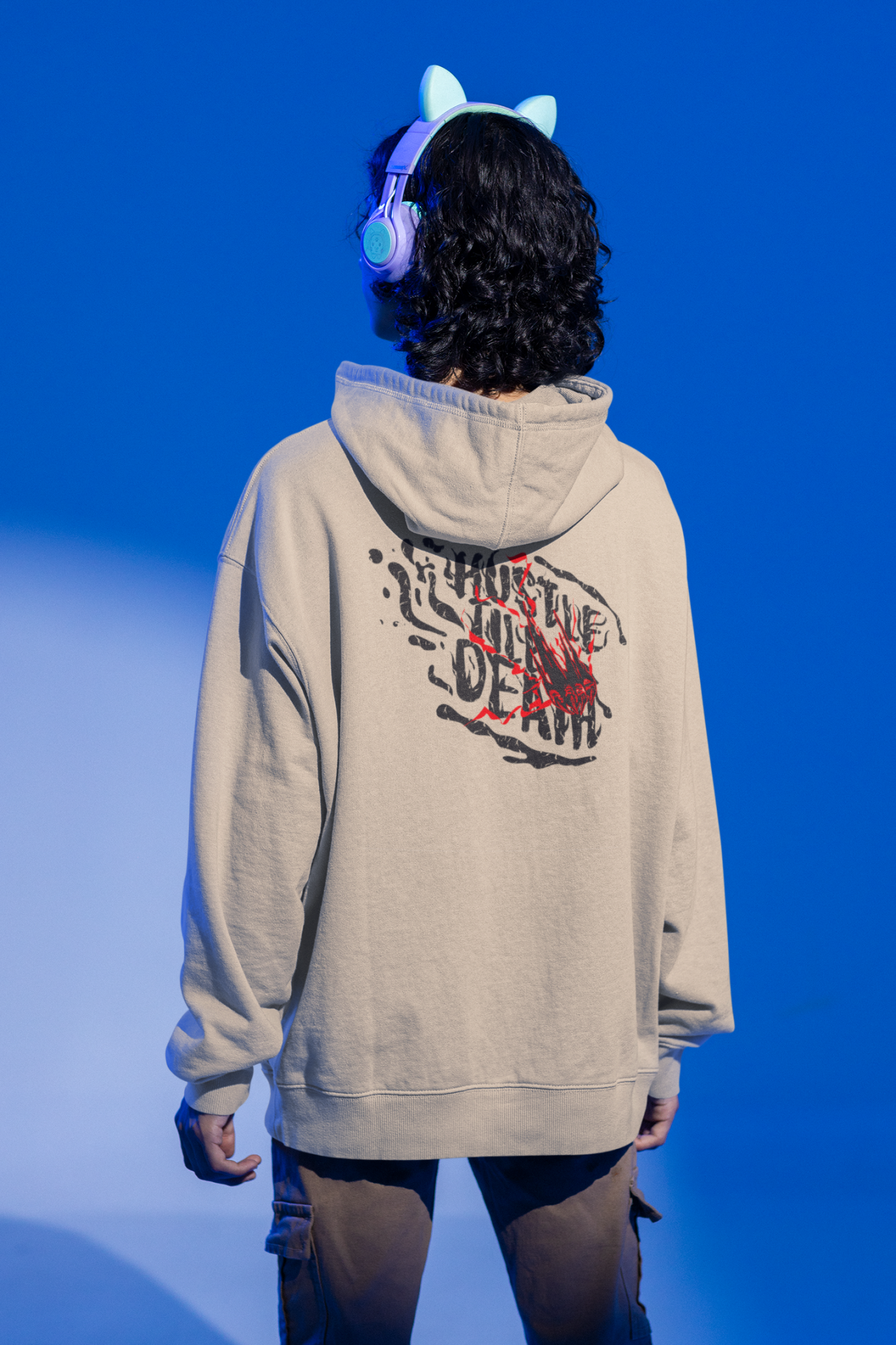 Hustle Till Death Oversize Hoodie M - Arkaya  Baskı