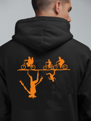 Stranger Things Bisiklet Turu Oversize Hoodie M - Arkaya  Baskı - Siyah