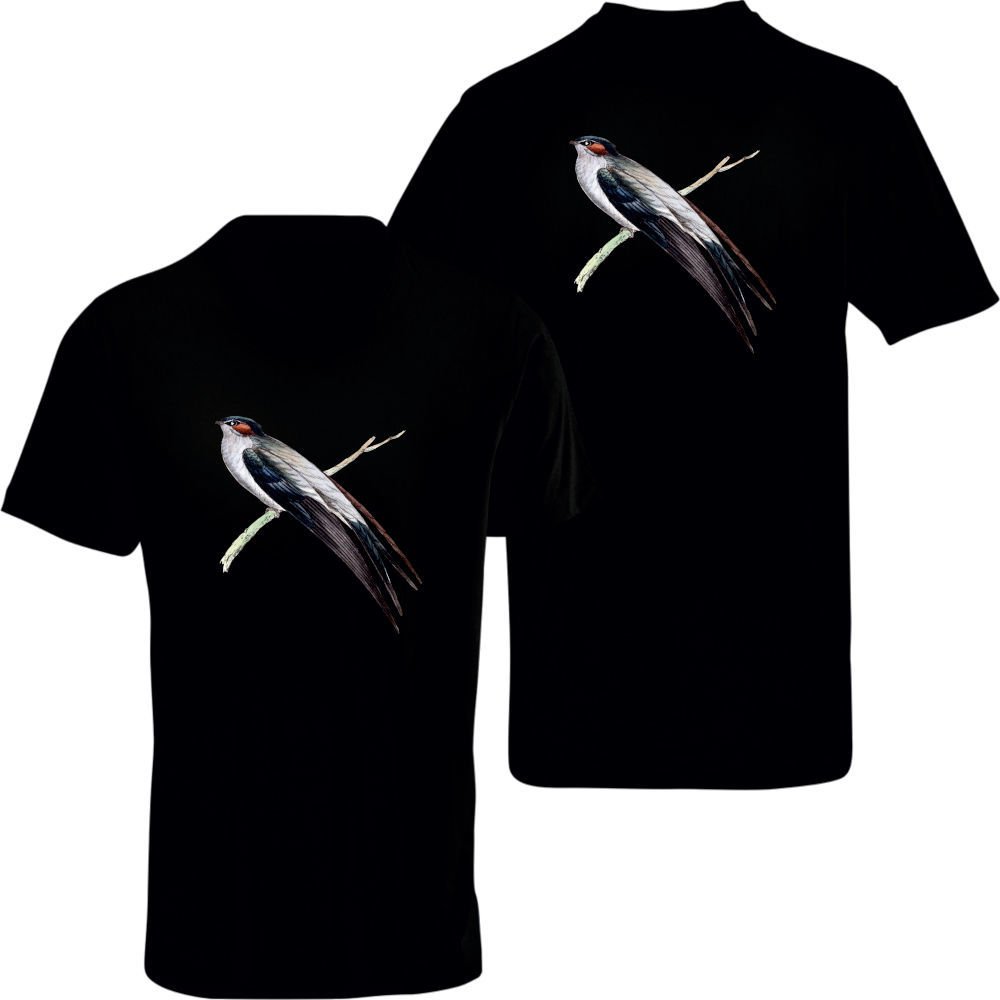 Japanese Crested Swallow Siyah T-Shirt