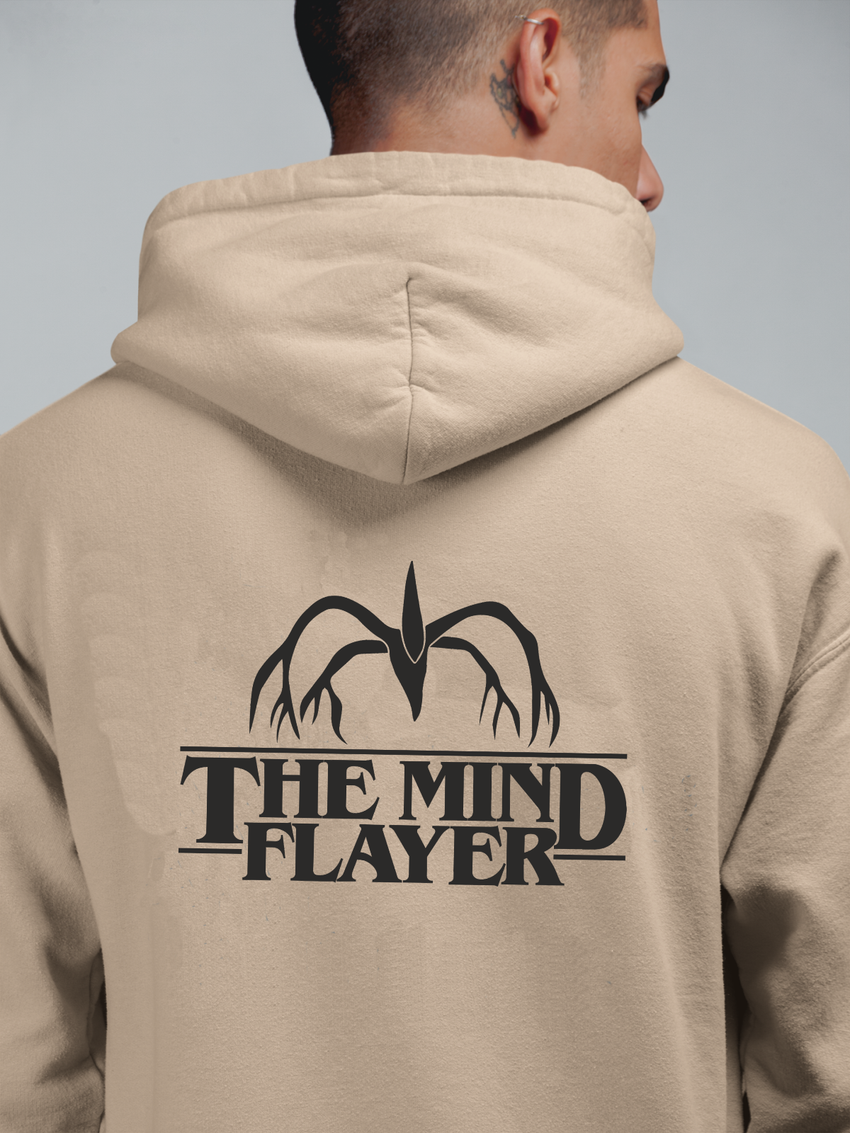 Stranger Things The Mind Flayer Oversize Hoodie M - Arkaya  Baskı - Taş Rengi