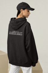 Stranger Things Upside Down Oversize Hoodie S - Arkaya  Baskı - Siyah