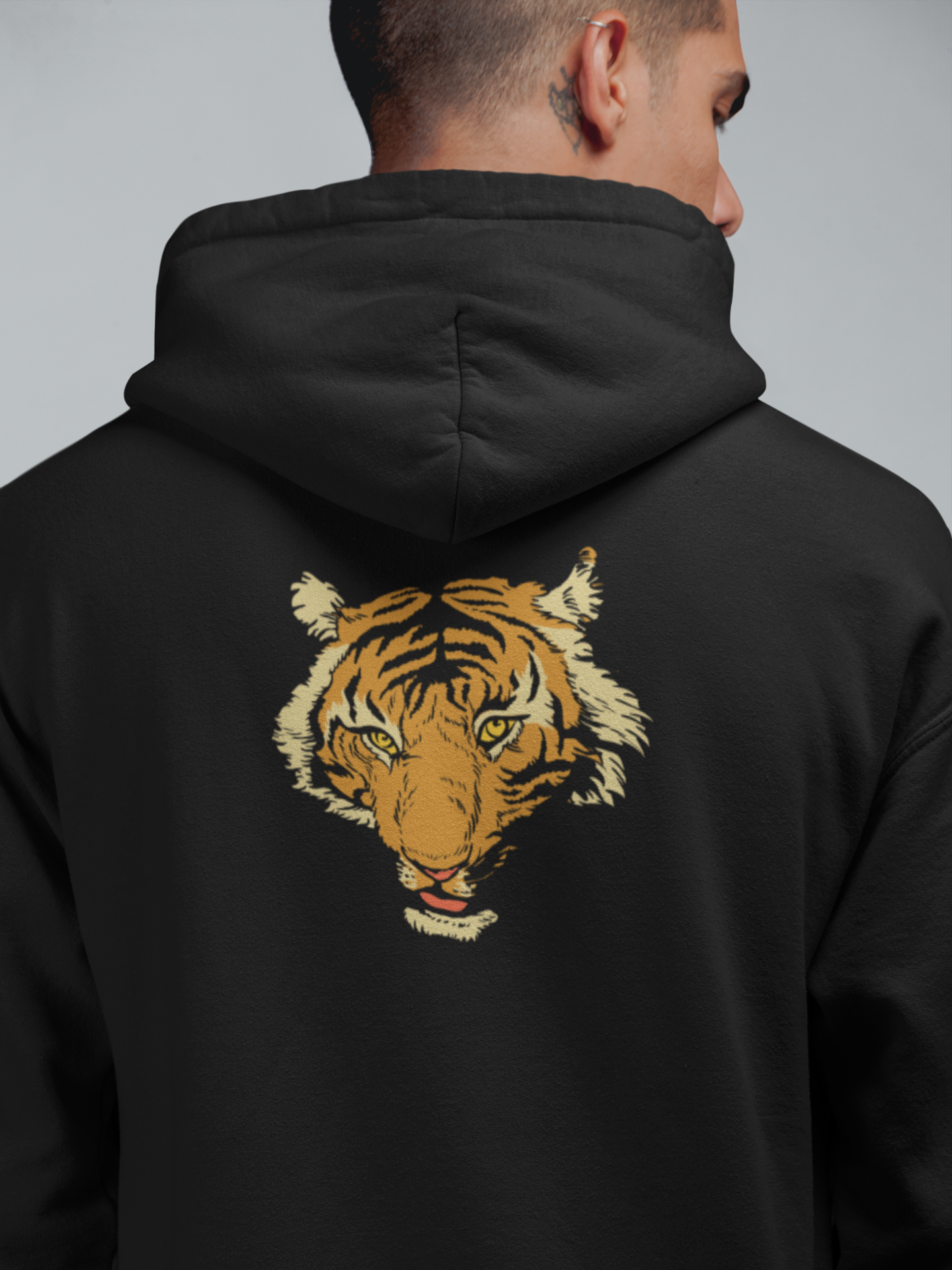 Kaplan Başı Oversize Hoodie M - Arkaya  Baskı