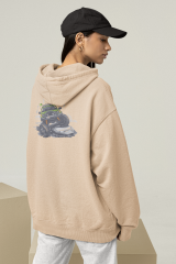 Kayalıklarda Off Road Oversize Hoodie M - Arkaya  Baskı - Taş Rengi