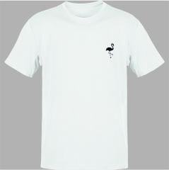 Flamingo Göğüs Logo Beyaz T-Shirt
