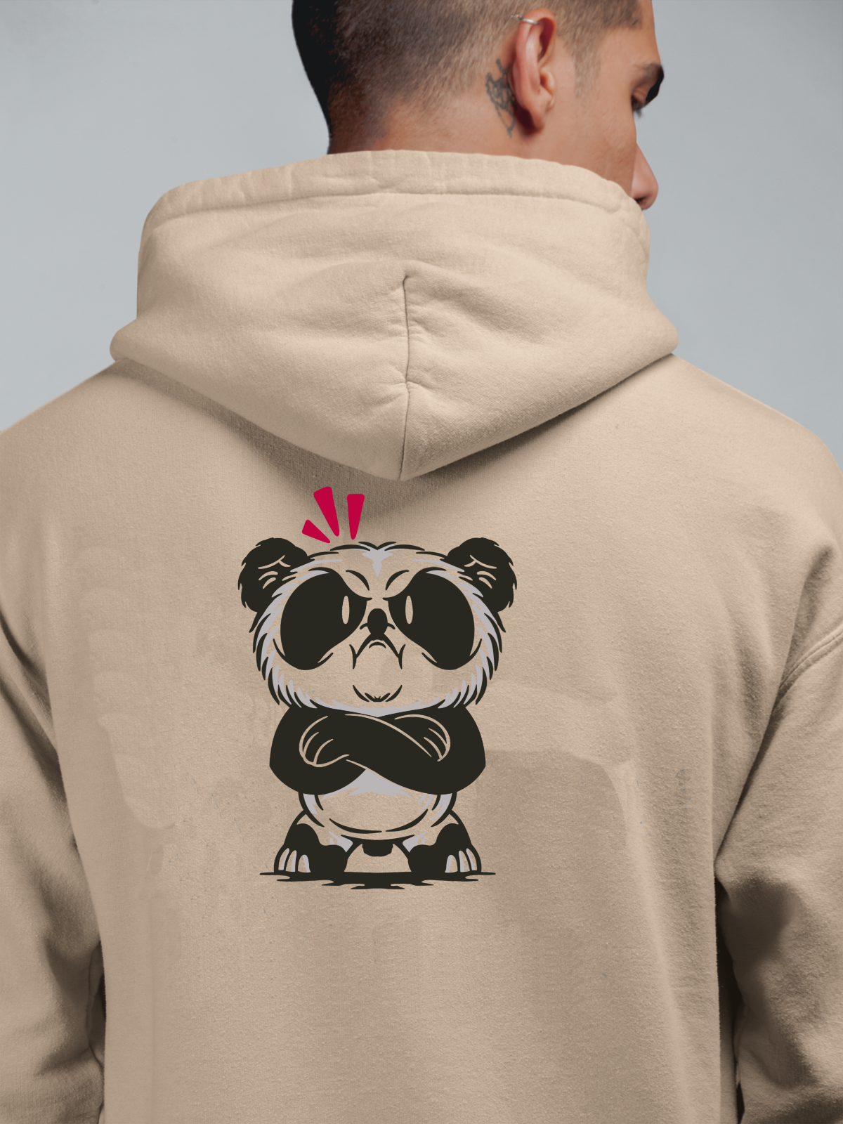 Kızgın Panda Oversize Hoodie S - Arkaya  Baskı