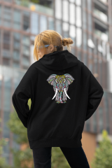 Tören Fili Oversize Hoodie XL - Arkaya  Baskı - Siyah