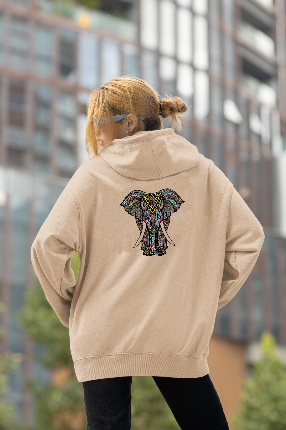 Tören Fili Oversize Hoodie XL - Arkaya  Baskı - Taş Rengi