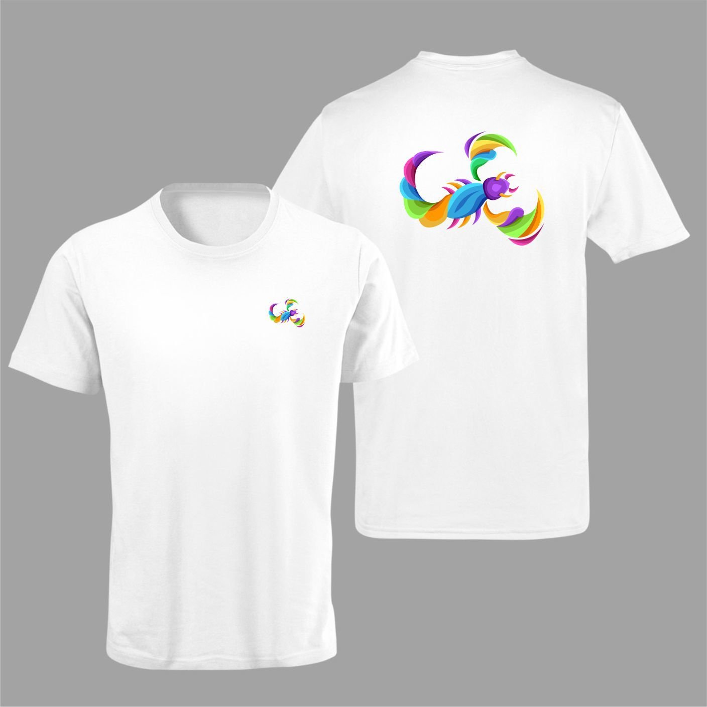 Akrep Burcu Renkli Sembol Çift Taraf Baskılı Beyaz T-Shirt