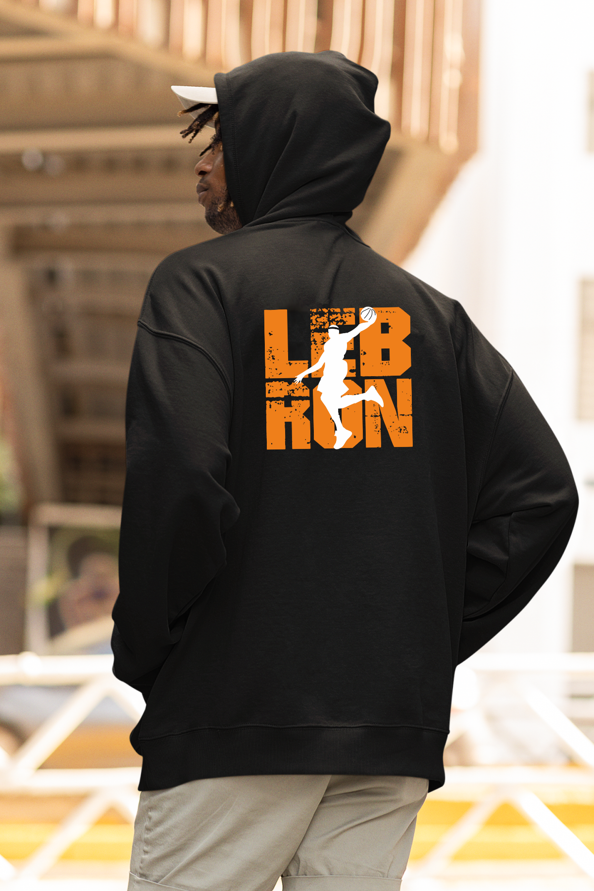 NBA Lebron James Oversize Hoodie S - Arkaya  Baskı - Siyah